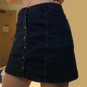 Denim mini skirt with gold buttons